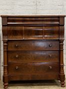 A Scottish Victorian mahogany two part chest of drawers, the rectangular top above an ogee frieze