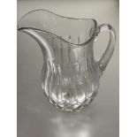 Property of the late Countess Haig, a large molded glass water jug of baluster form with hob nail