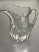 Property of the late Countess Haig, a large molded glass water jug of baluster form with hob nail
