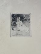 Andrew Geddes (Scottish 1783-1844), Portrait of a child with an apple, engraving, framed. (14cmx10.