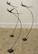A set of three contemporary steel sculptures, modelled as stylised birds in flight. H87cm (3)