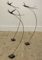 A set of three contemporary steel sculptures, modelled as stylised birds in flight. H87cm (3)