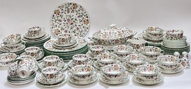 A Minton Haddon Hall pattern tea and dinner service comprising twelve China trios (teacup, saucer,