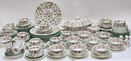 A Minton Haddon Hall pattern tea and dinner service comprising twelve China trios (teacup, saucer,