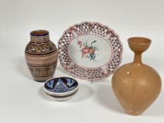 Property of the late Countess Haig, a collection of pottery to include a French fiance oval