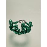 A Solange Azagury- Partridge silver green enamel Sister ring shows no signs of chips or damage K/L