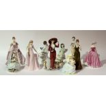 A collection of Coalport bone China figurines comprising, "The Goose Girl", "Atlantic Crossing", "
