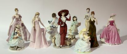 A collection of Coalport bone China figurines comprising, "The Goose Girl", "Atlantic Crossing", "