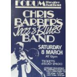 A 60's decorative advert poster from the Forum Theatre Hartfield titled "Chris Barber's Jazz & Blues