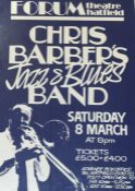 A 60's decorative advert poster from the Forum Theatre Hartfield titled "Chris Barber's Jazz & Blues
