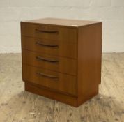 G-Plan, A mid century 'Fresco' teak chest of four drawers, raised on an inset pedestal foot.