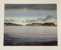 Charles Napier R.S.W, Crescent Moon, watercolour, signed bottom right, artist label verso,