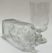 An early glass celery vase with engraved decoration of a swan and 'Celery' inscription (probably