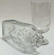 An early glass celery vase with engraved decoration of a swan and 'Celery' inscription (probably