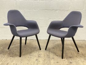 Charles Eames and Eero Saarinen for Vitra, a pair of 'Organic' reading chairs, the moulded seat