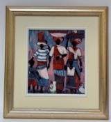 Lesley Charnock (South African 1952-), Study of South African figures, signed bottom left, oil on