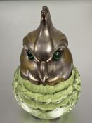 Property of the late Countess Haig, a Serra Roma pottery cockatiel with pleated hinged head with