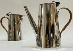 An Asprey of London silver plated coffee pot and hot water pot of tapered form with coffee bean term