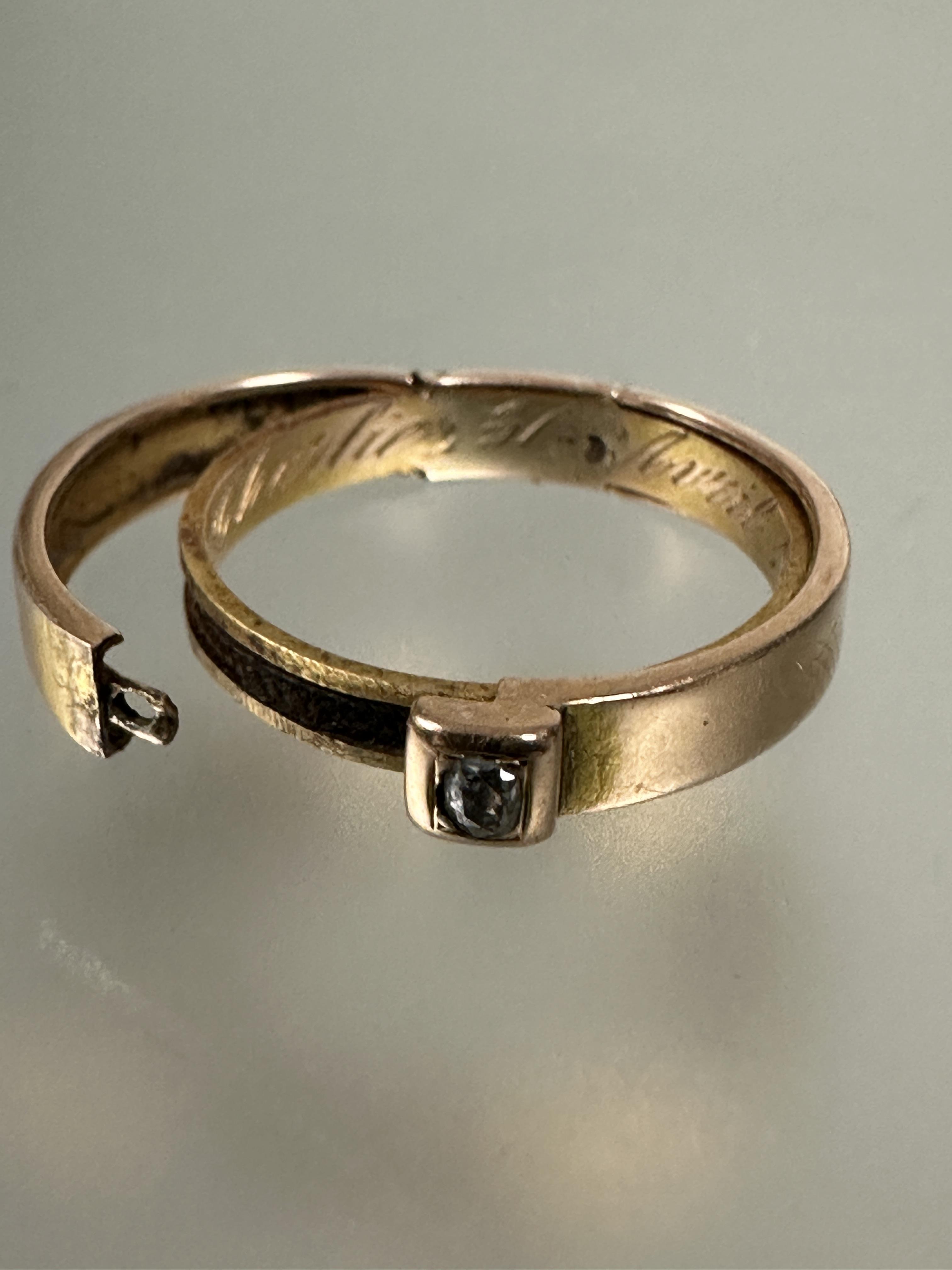 A Victorian gold secret mourning ring the double sided outer section set rose cut diamond with - Image 3 of 4