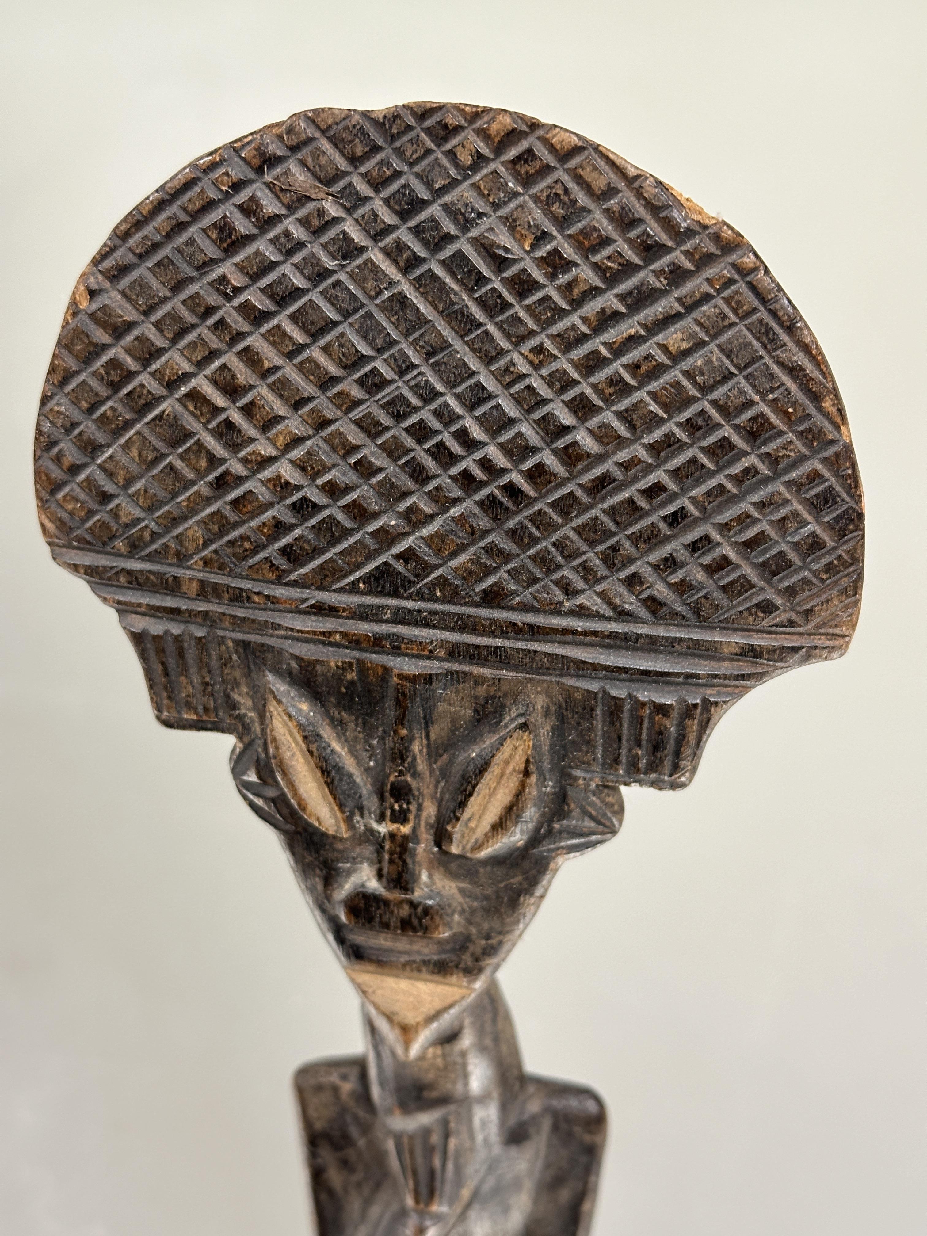 Property of the late Countess Haig, a Ashanti 1920s wood standing chip carved fertility figure - Image 2 of 4