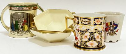 A mixed group of ceramics comprising a Royal Crown Derby Imari pattern mug (marked verso, h- 9cm), a