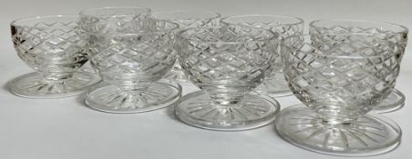 Waterford Crystal, a set of eight grapefruit bowls/sundae dishes (marked verso, h- 8.5cm, w-
