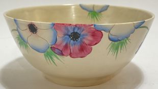 Clarice Cliff for Newport Pottery, an 'Anemone' pattern bowl with hand-painted decoration on a