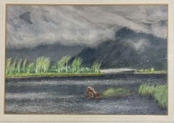 Marjory Cartwright-Reid, "Dal Lake Kashmir Just a Storm Coming on", watercolour, signed bottom left,