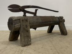 A 19th century blacksmiths wrought iron tin snip, reputedly from the grass market, Edinburgh.