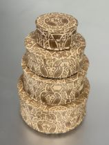 Property of the late Countess Haig, a graduated set of four circular Italian hand made paper boxes