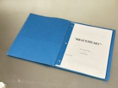 A original copy of the screenplay for Braveheart used by composer and studio sound producer dated