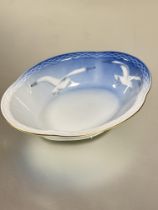 Property of the late Countess Haig, a Danish Bing and Grondahl oval scalloped dish decorated with