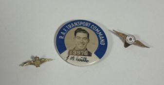 A unusual WW2 R.A.F Transport command identity badge with photo of holder and signature together