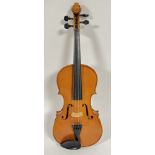 A Stringers of Edinburgh viola of two-piece back construction, with fitted carry case and bow (paper