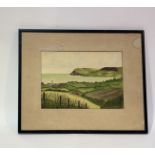 Stanley Keers (Irish), Carnlough to Antrim, pencil and pen, signed bottom right, framed. (24cmx33cm)