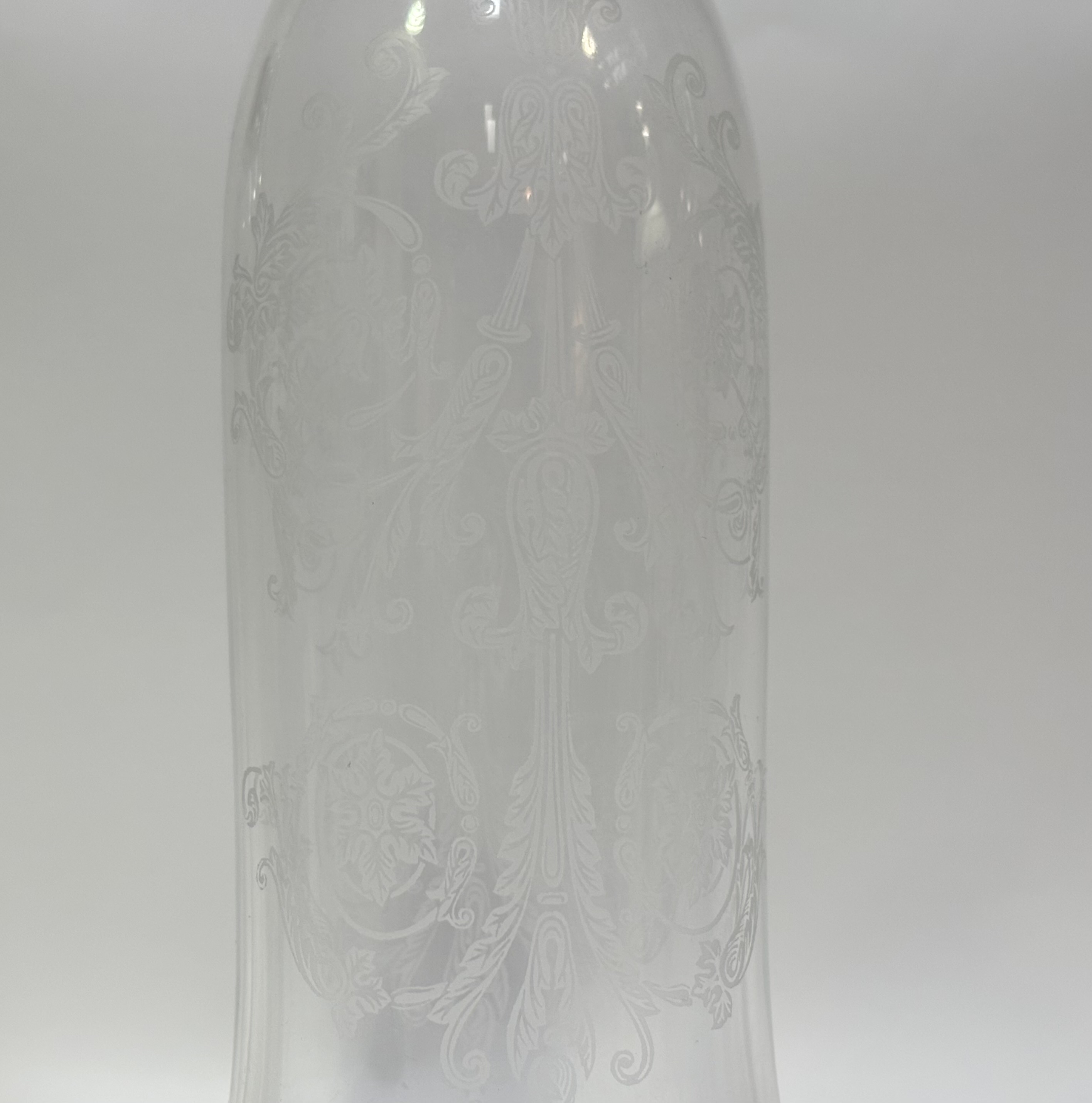 A set of four Baccarat etched tulip shaped hurricanes with scalloped edges. (h-29cm) (all marked) ( - Image 2 of 3