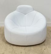 Pierre Paulin for Ligne Roset, a 'Pumpkin group' easy chair, upholstered in cream leather. H82cm