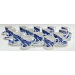 A group of fourteen 'Eusancos' E Hughes and Co Staffordshire blue and white dragon pattern