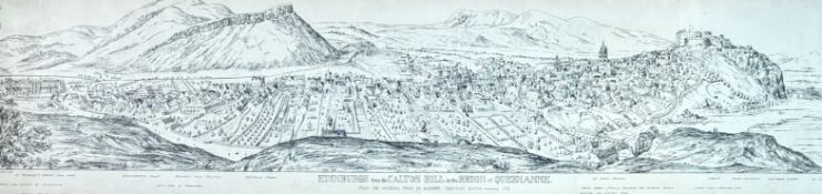 A framed John Slezer, view of Edinburgh, engraving titled "Edinburgh from the Carlton Hill in the