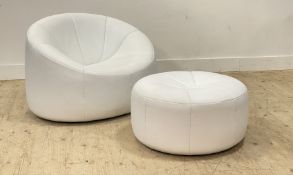 Pierre Paulin for Ligne Roset, a 'Pumpkin group' easy chair and footstool, upholstered in cream