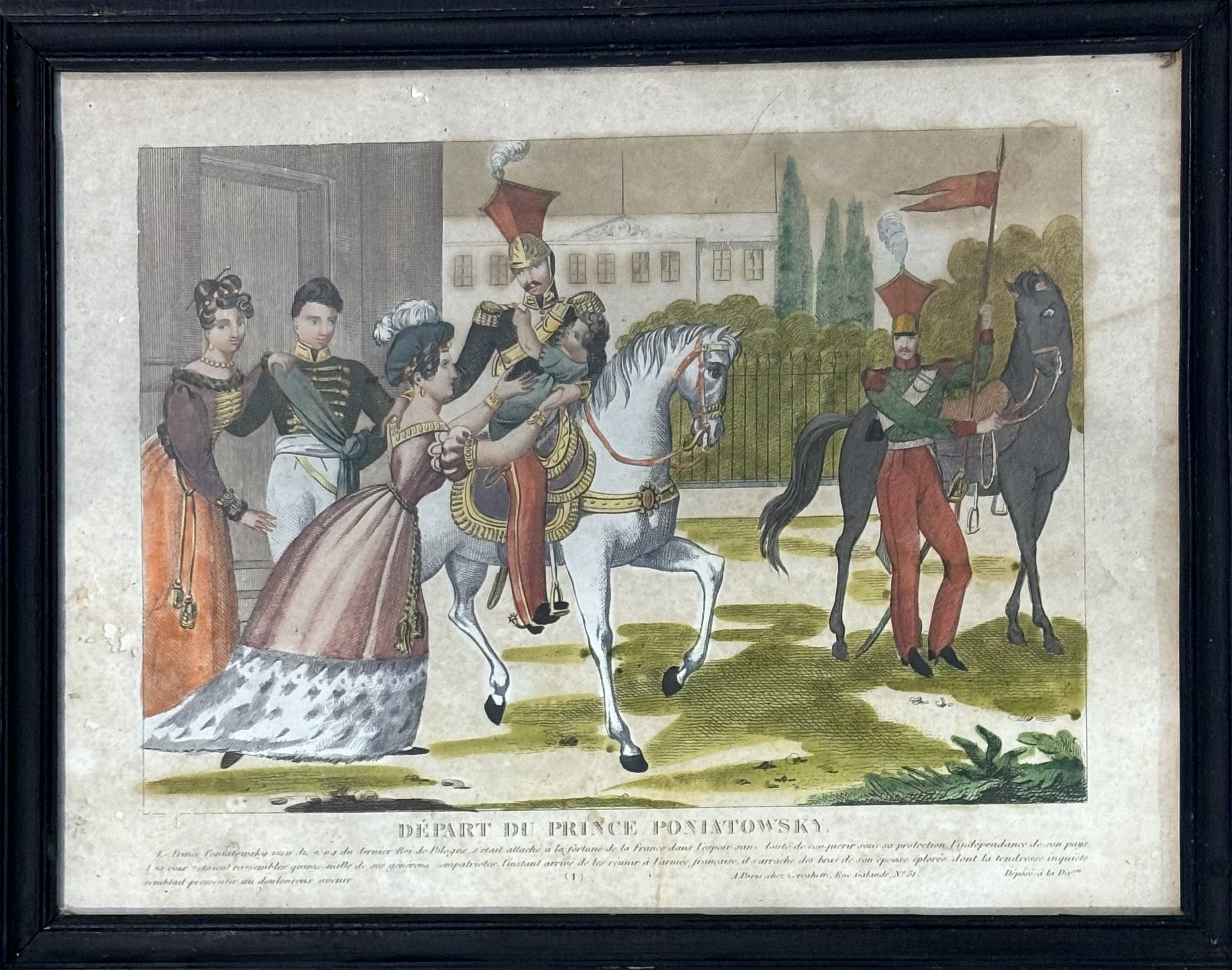 A set of four French 19thc coloured prints of various "Prince Poniatowski" scenes, one titled "