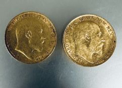 Two Edward VII gold half sovereigns 1907 (2) 7.97g