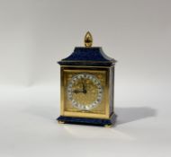 A 20thc Mappin and Webb Luxor movement Swiss brass mantle clock with roman numeral chapter ring