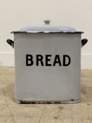 A mid 20th century enamelled tin breadbin with handle to each end. H40cm.