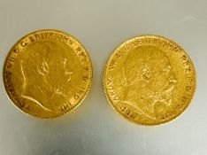Two Edward VII gold half sovereigns 1907 and 1909 (2) 7.97g