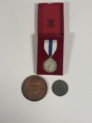 A QEII Silver Jubilee Medal (unnamed) in original card royal mint box. Aberdeen Police sports