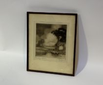 Cedric Hodgson, The Wayside Inn, drypoint etching, pencil, titled and signed bellow, framed. (