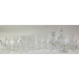 A large collection of Waterford crystal glassware comprising, six tall stemmed wine glasses (h-