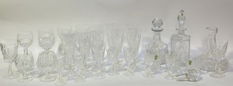 A large collection of Waterford crystal glassware comprising, six tall stemmed wine glasses (h-