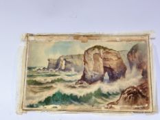 Douglas Houzen Pinder (British 1886-1949), Shag Rock Perranporth, watercolour, signed and titeled